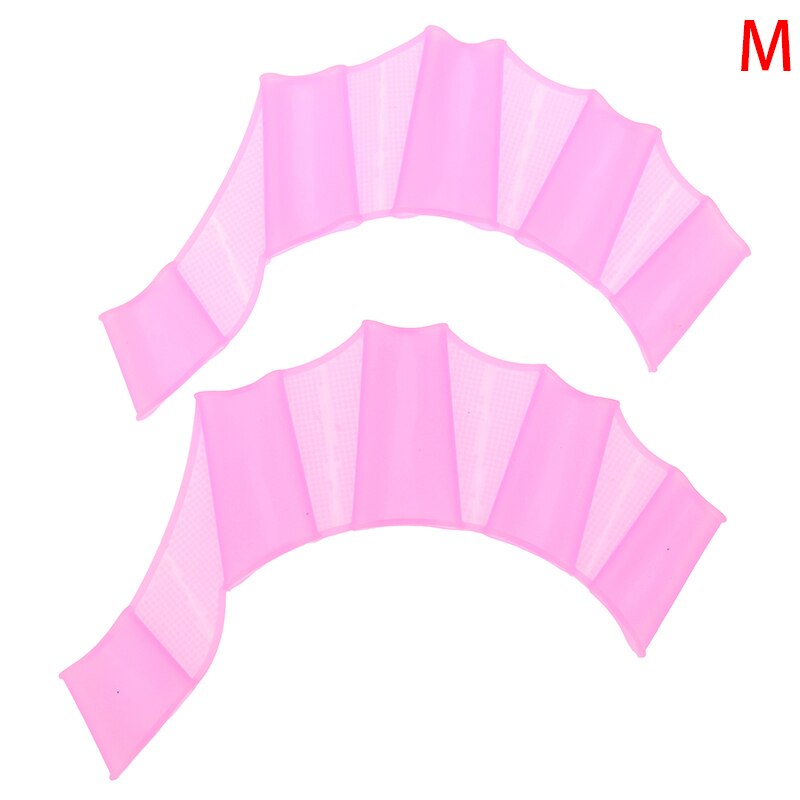 Schwimmen Hand Flossen Flossen Palme Finger vernetzt Handschuhe Paddel Wasser Sport 1 Paar unisex Frosch Typ Silikon Hüftgürtel: LILA / L