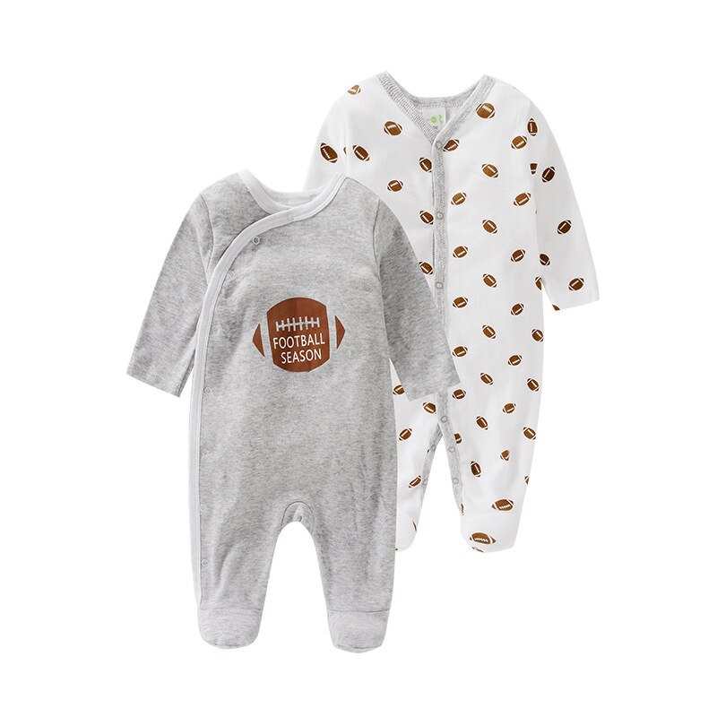 Baby Unisex Rompertjes 2-Pack Nachtkleding Spelen Jumpsuits Set Jongens Meisjes Lange Mouw Ropa Bebe Kleding 0-3-6-9-12M Kids Overalls: Grey 2pcs B / 9m