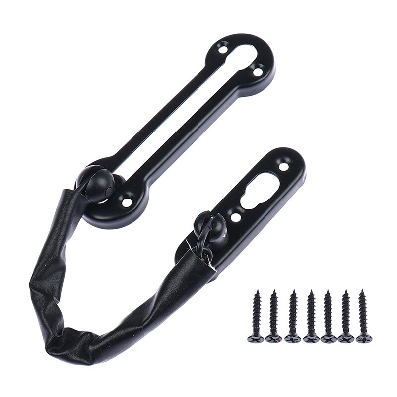 Anti-theft Stainless Steel Hotel Door Chain Latch Safety Guard Security Lock: Black