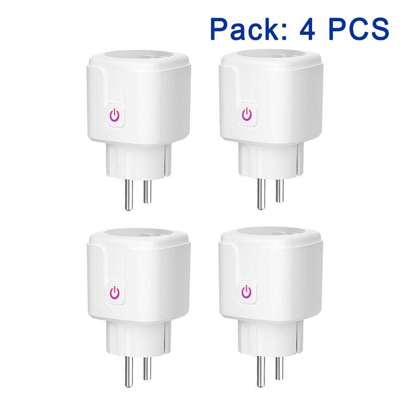Enchufe inteligente con WIFI, control inalámbrico, aplicación compatible con alexa, control de voz de Google, estándar europeo, AC110V, 240V, 16A: 4PCS