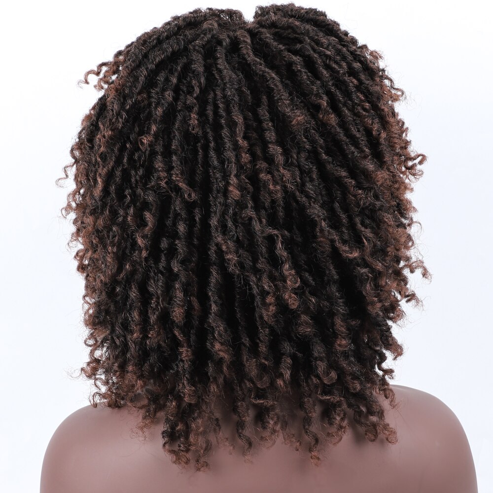 Moderne Koningin 14 ''Korte Synthetische Dreadlocks Pruiken Voor Zwarte Vrouwen Korte Zachte Pruik Zwart Bruin Gehaakte Vlechten Pruiken Warmte slip