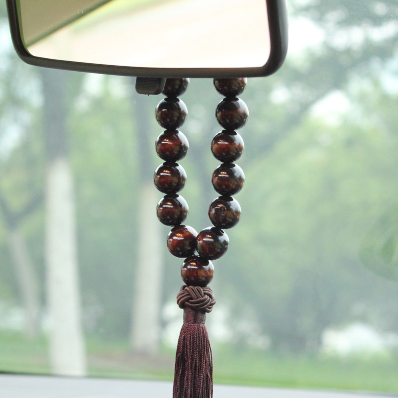 Houten Boeddha kralen auto achteruitkijkspiegel hanger ornament voor Geely Vision SC7 MK CK Cross Gleagle Fiat Punto 500 Palio argo grande