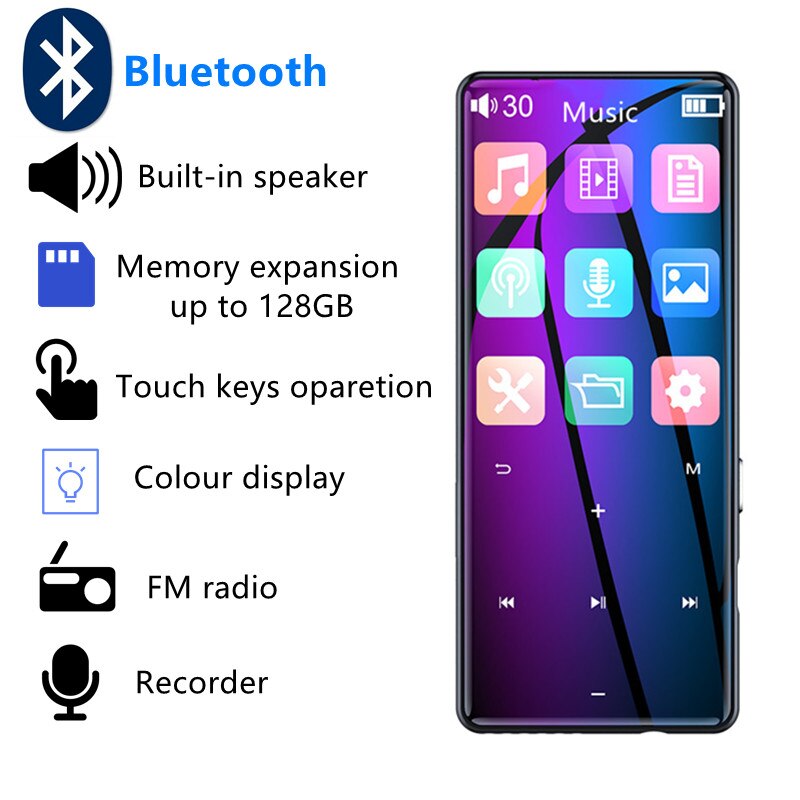 Lecteur MP3 Bluetooth en métal HiFi, baladeur Audio Portable avec haut-parleur, Radio FM, enregistreur de livres électroniques, lecteur de musique