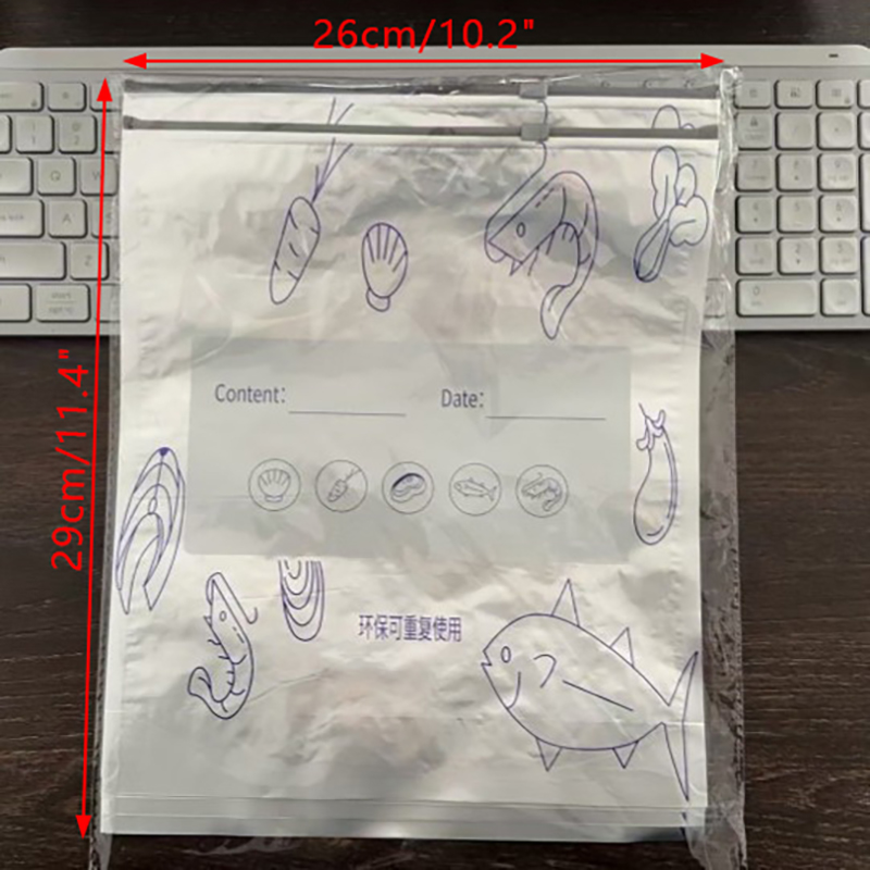 10Pcs/Bag Large Capacity Aluminum Foil Food Bag Leakproof Freezer Sealer Kitchen Fresh Bag Fresh-keeping Reusable Zip Lock Bag: light yellow