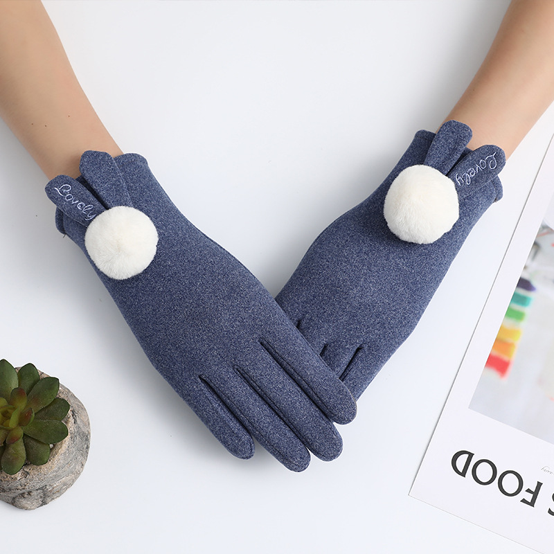 Paire de gants en daim épais pour femme, Double couche, fourrure, , mignon, oreilles de lapin, à la , pour l&#39;extérieur, hiver: A