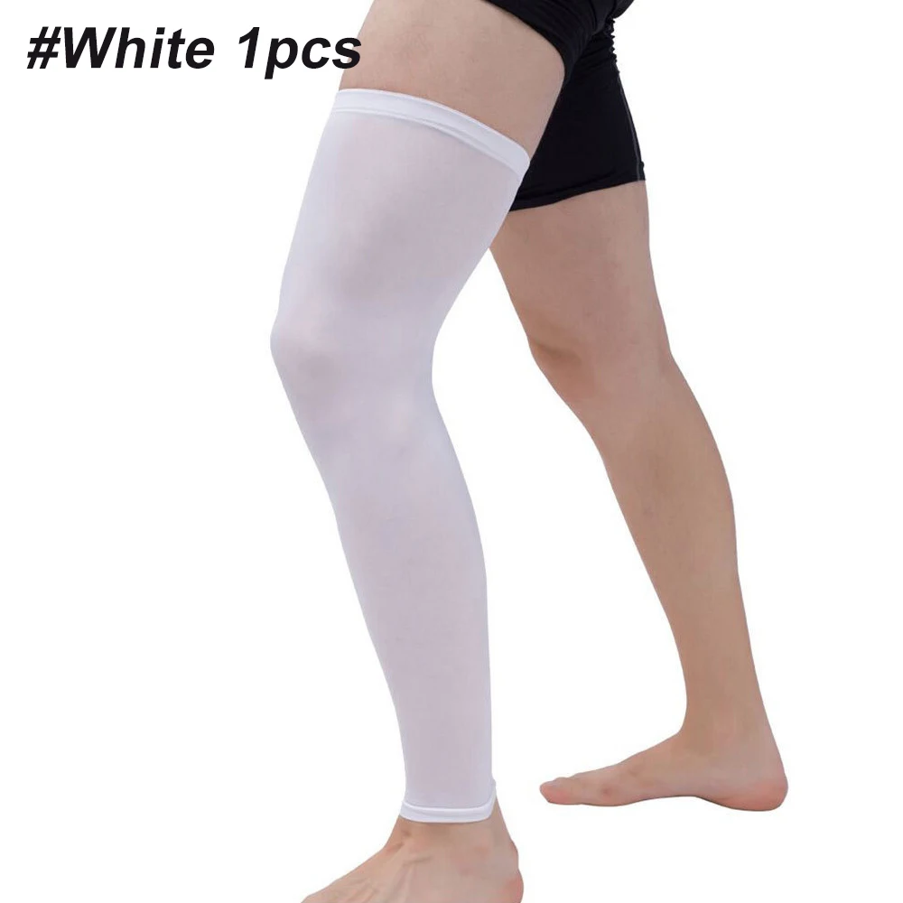 Manchon de jambe de compression pleine longueur pour hommes et femmes, sport, cyclisme, cuisse, genou, mollet, vélo, basket-ball, 1 pièce: XL / Beige