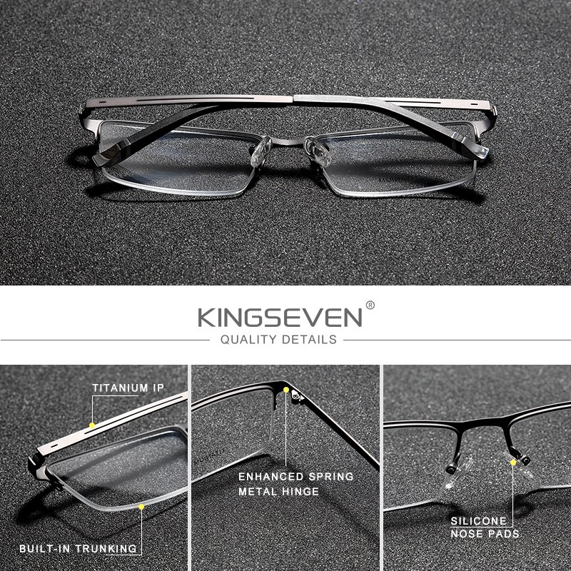 Kingseven Titanium Legering Optische Brilmontuur Mannen Vierkante Bijziendheid Recept Brillen Mannelijke Metalen Brillen