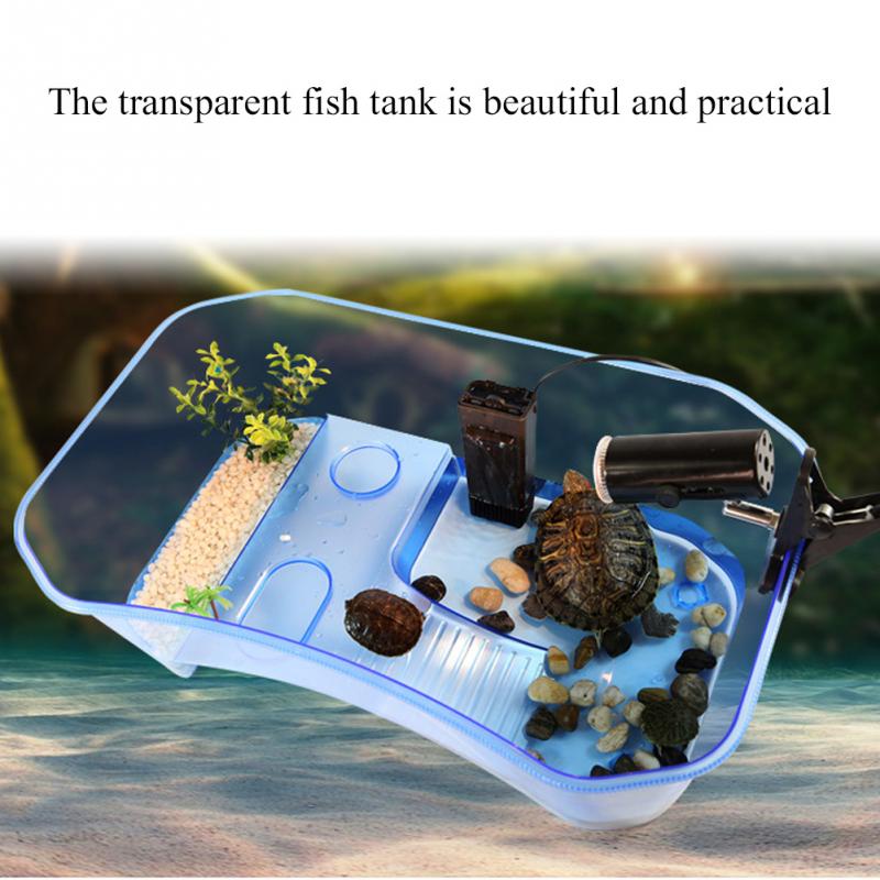 Small Plastic Fish Turtle Tank with Basking Platform House Incubator Box For Fry Isolation Hatchery Reptile Cage Turtle House