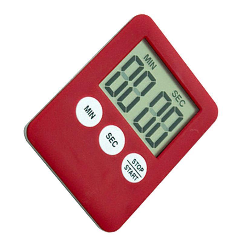 Abs høj præcis digital timer husstand timer badeværelse vægur køkken vandtæt bruser timer: Rød