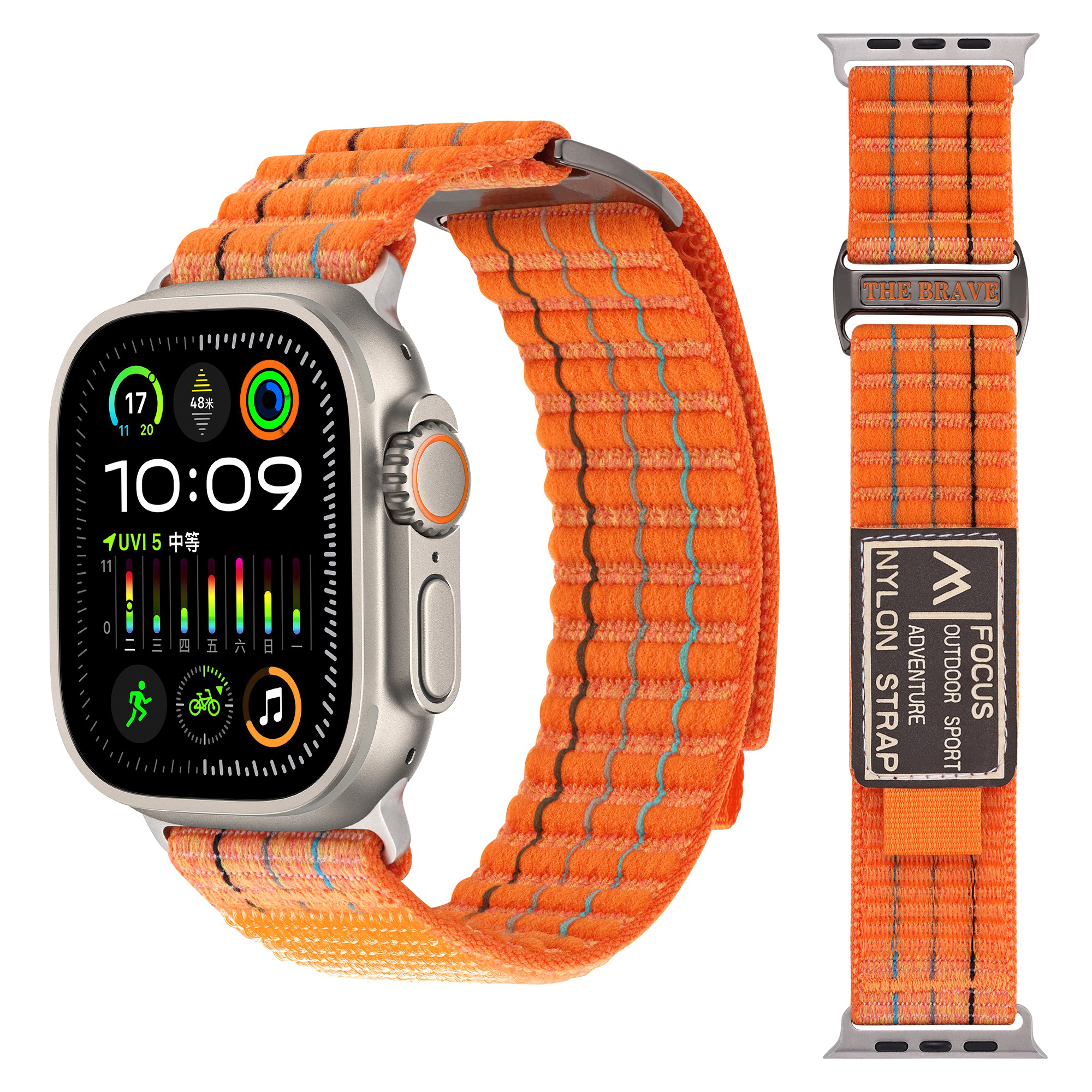 Trail loop for Apple Watch Ultra 2 Band 49mm 44mm 45mm 46mm 42mm 40mm 41mm Nylon Sport bracelet iWatch series 10 9 7 8 se Straps: M / Orange