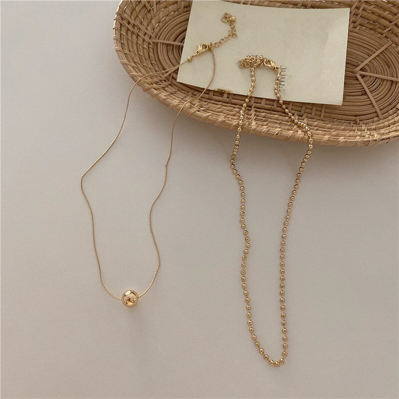 AOMU-collier pendentif rond à Double couche pour femmes, style coréen rétro, couleur or argent, bijoux de fête, ,