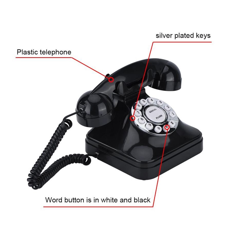 Téléphone portable Vintage noir multifonction en plastique pour la maison, le bureau et l&#39;hôtel, rétro, ligne fixe, WX-3011