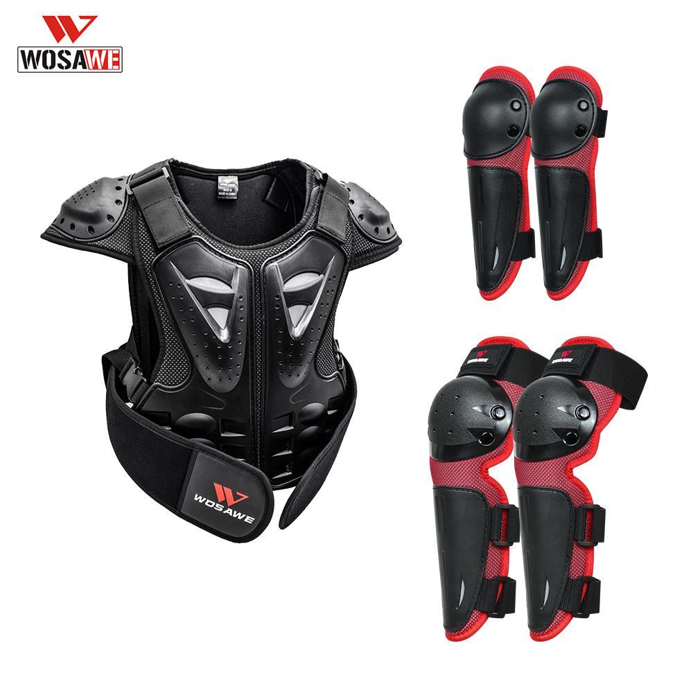 WOSAWE Kids Chest Spine Protector Protective Guard Vest Motorcycle Jacket Child Armor Gear Motocross Skating Knee Protector