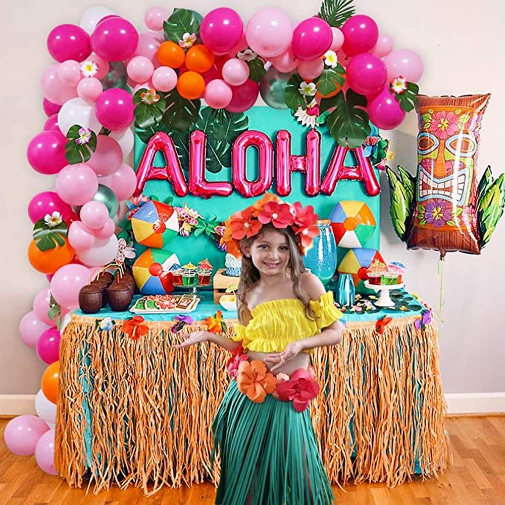 140pcs Tropical Balloon Garland Arch Kit for Hawaii Flamingo Party Decorations Birthday Party Luau Summer Beach Party Supplies