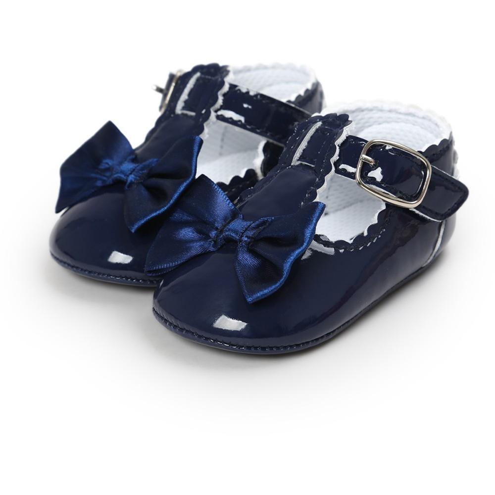 Baby Meisje Schoenen Spiegel Lente Baby Girl Eerste Wandelaars Mooie Pu Schoenen Prinses Antislip Baby Zachte Schoenen: Purplish Blue / 7-12 Months