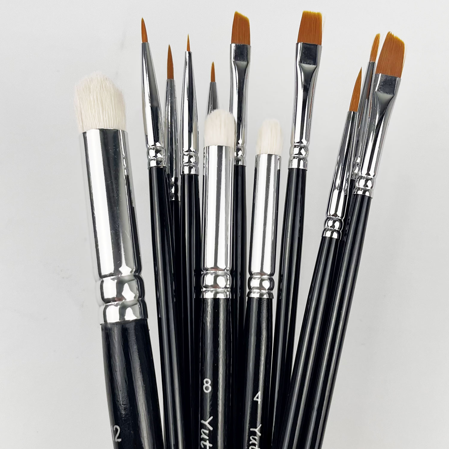 Ensemble de pinceaux à peinture, pinceaux à manche en bois à détails fins pour peinture artistique miniature, acrylique, aquarelle-micro détaillé et pinceau sec