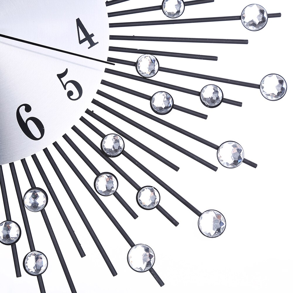 Rhinestone Inlaid 3D Silent Quartz Wall Clock Home Bedroom Hanging Decor Round clock with rhinestone decorate