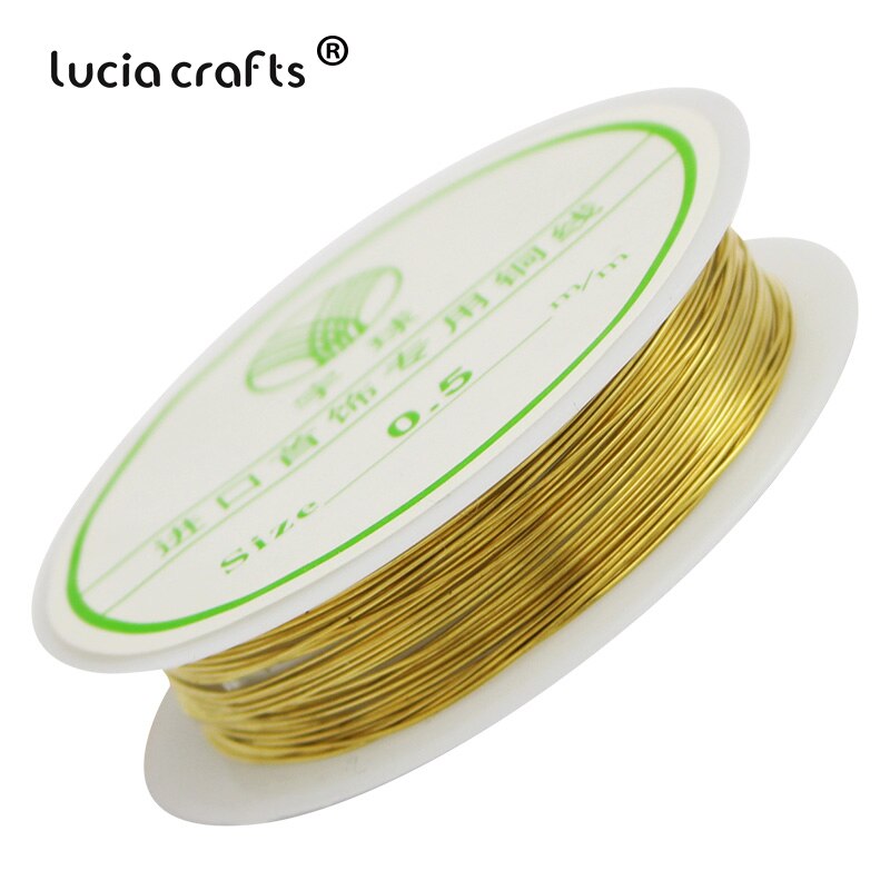 Lucia håndværk 0.3/0.4/0.5/0.8mm sliver perletråd metal håndværk ledning perle hånd tablet 1 rulle / pakke  i0204: Guld 0.5mm