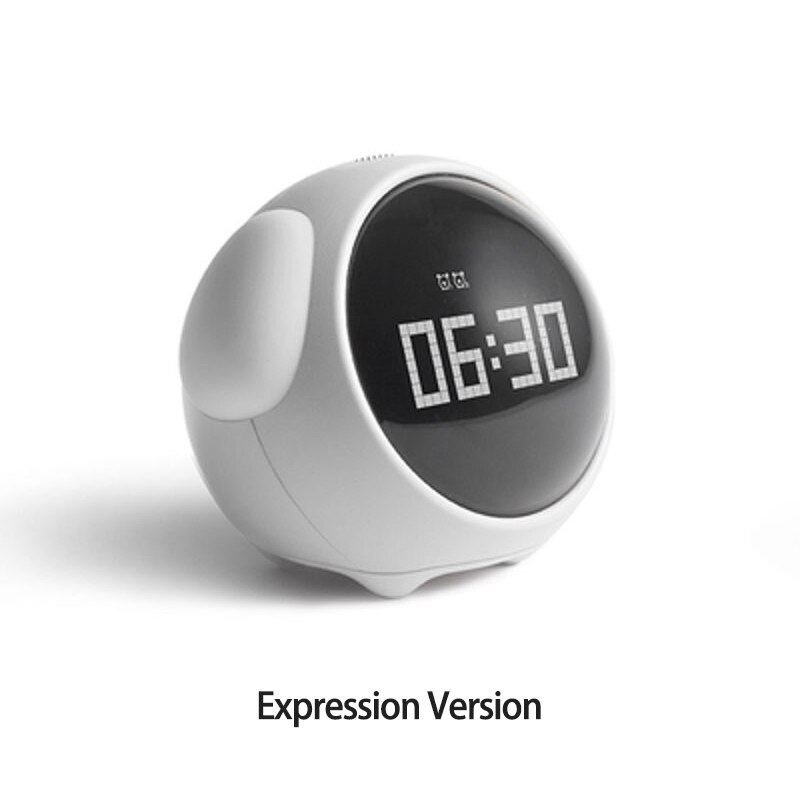 Xiaomi Cute Expression Alarm Clock Multifunctional Digital Led Voice Controlled Light Bedside Thermometer Clock Home: 795-Expression-White