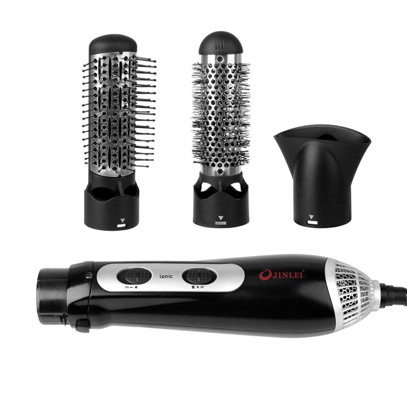 Rizador eléctrico de pelo 3 en 1, cepillo para rizar el pelo, concentrador, secador de pelo, cepillo multifuncional para brazo: Dorado