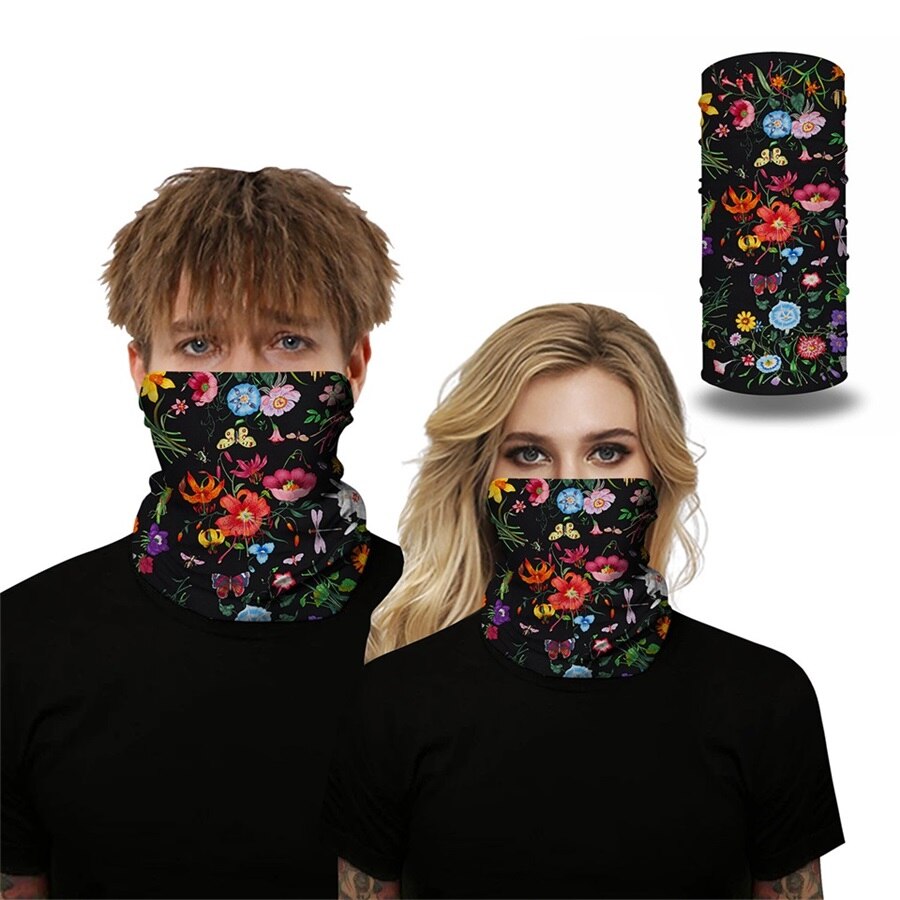 Utendørs ansiktsdeksel balaclava skjerf 3d blomster mønster sømløs bandana hals gamasjer pannebånd vandring ringe skjerf hodet skjerf