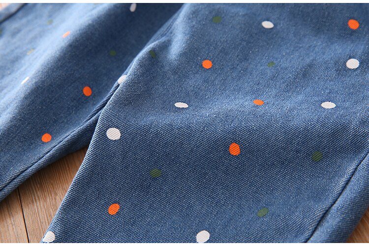 Baby Meisje Jeans Kinderen Mode Denim Broek Herfst Kinderen Meisje Polka Dot Print Cowboy Broek Baby Denim broek 2-8Y