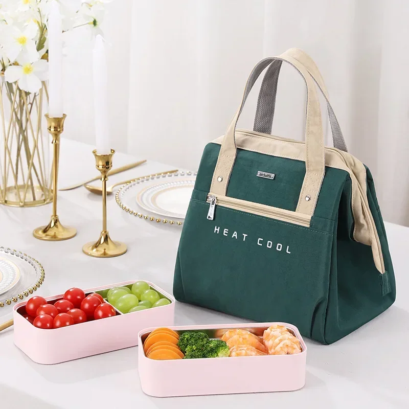 Duża torba na lunch dla kobiet Wodoodporna, zwięzła, wygodna, świeża torba termoizolacyjna Termiczne pudełko na żywność na lunch Przenośna torba podróżna na piknik Bolsa: green