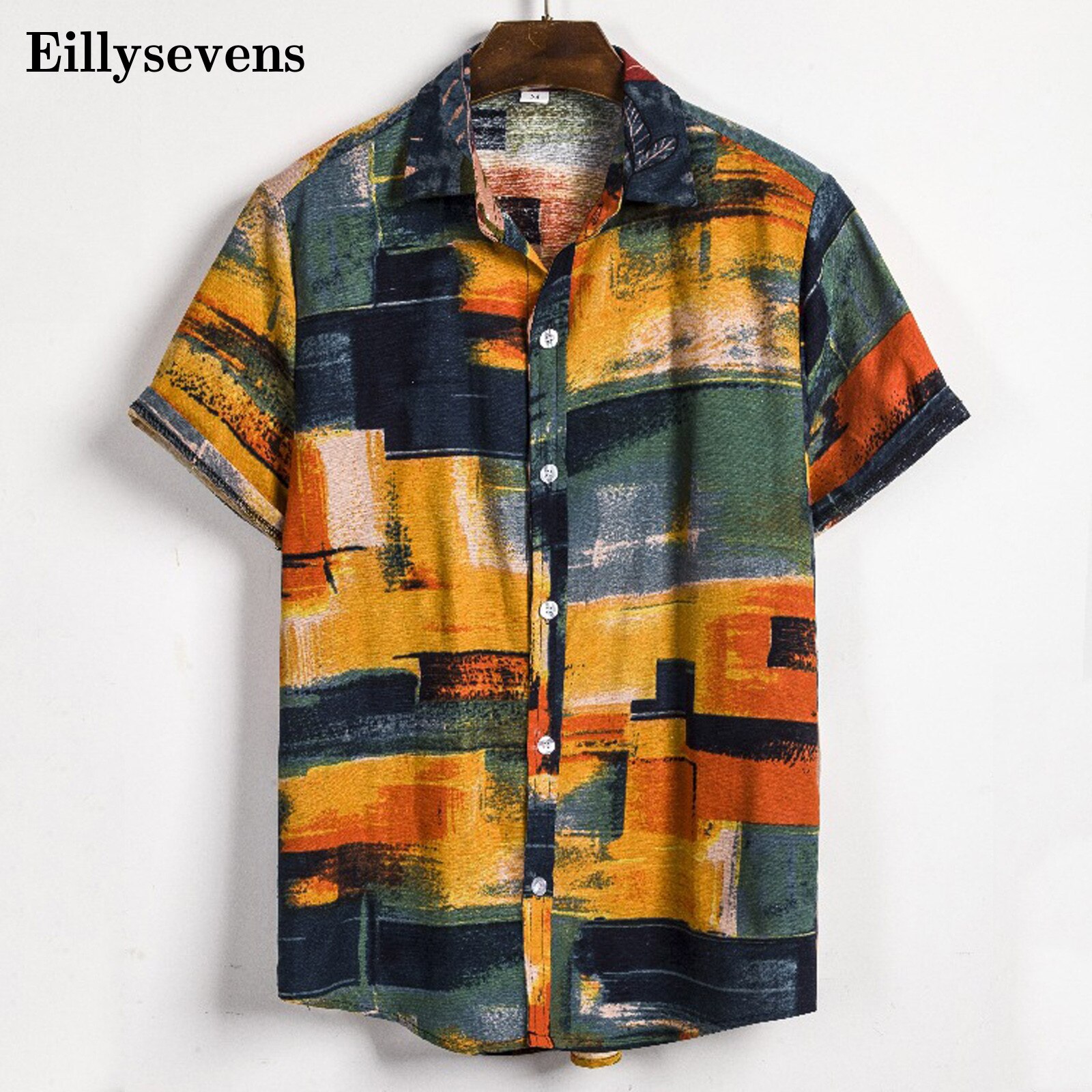 Print Lente Heet Verkoop Mannen Strand Shirt Korte Mouw Bloemen Losse Casual Shirts Plus Us Size Losse hawaiian