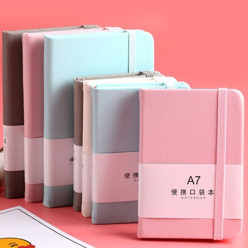 Bloc-notes A7 A6 avec courroie à ressort, Mini poche en cuir PU, pour ordinateur Portable de voyage, directe