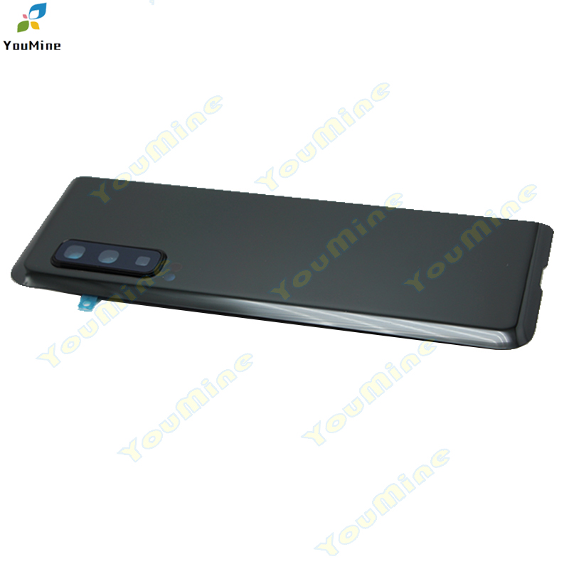 Voor Samsung Galaxy Vouw Glas Behuizing Batterij Cover + Camera Lens Voor Samsung Vouw SM-F900, f907 F900F F907F Terug Behuizing: Black with lens