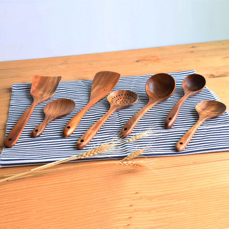 Practical Kitchen Cooking Tools Solid Wood Teak Spoons Spatula Wooden/Utensils