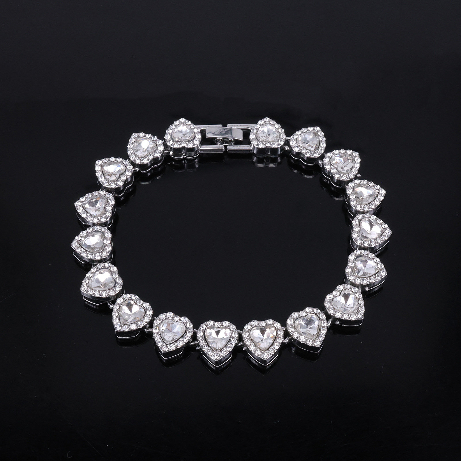 Gold Color Hip Hop Cuban Chain With Full Stone Mens Necklace Silver Color 2 Rows Rhinestone Paved Miami Cuban Chain Necklace: Plating Gun