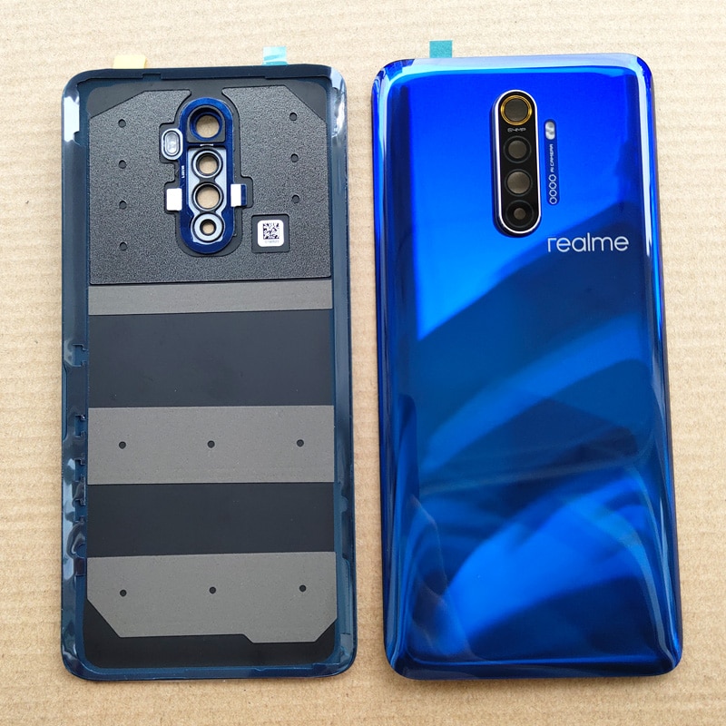 Para oppo realme x2 pro voltar capa de bateria traseira habitação porta vidro caso para realme x2 pro bateria capa com câmera lente substituir