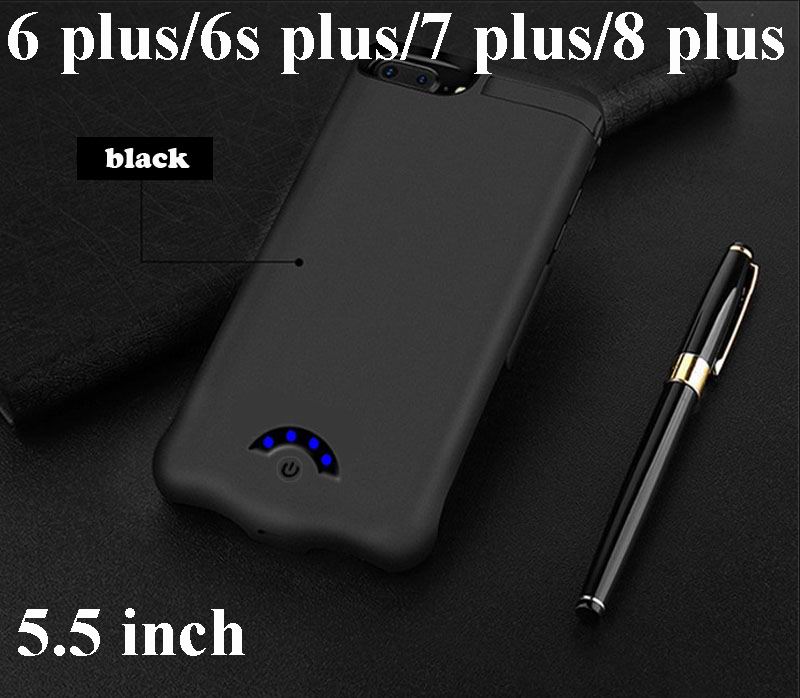 10000mAh Slim Ultra Thin Battery Charger Case For iPhone 8 7 6 S plus Power Bank Backup Charger Case For iPhone 6 6S 7 8 Plus: 6P 6SP 7P 8P Black