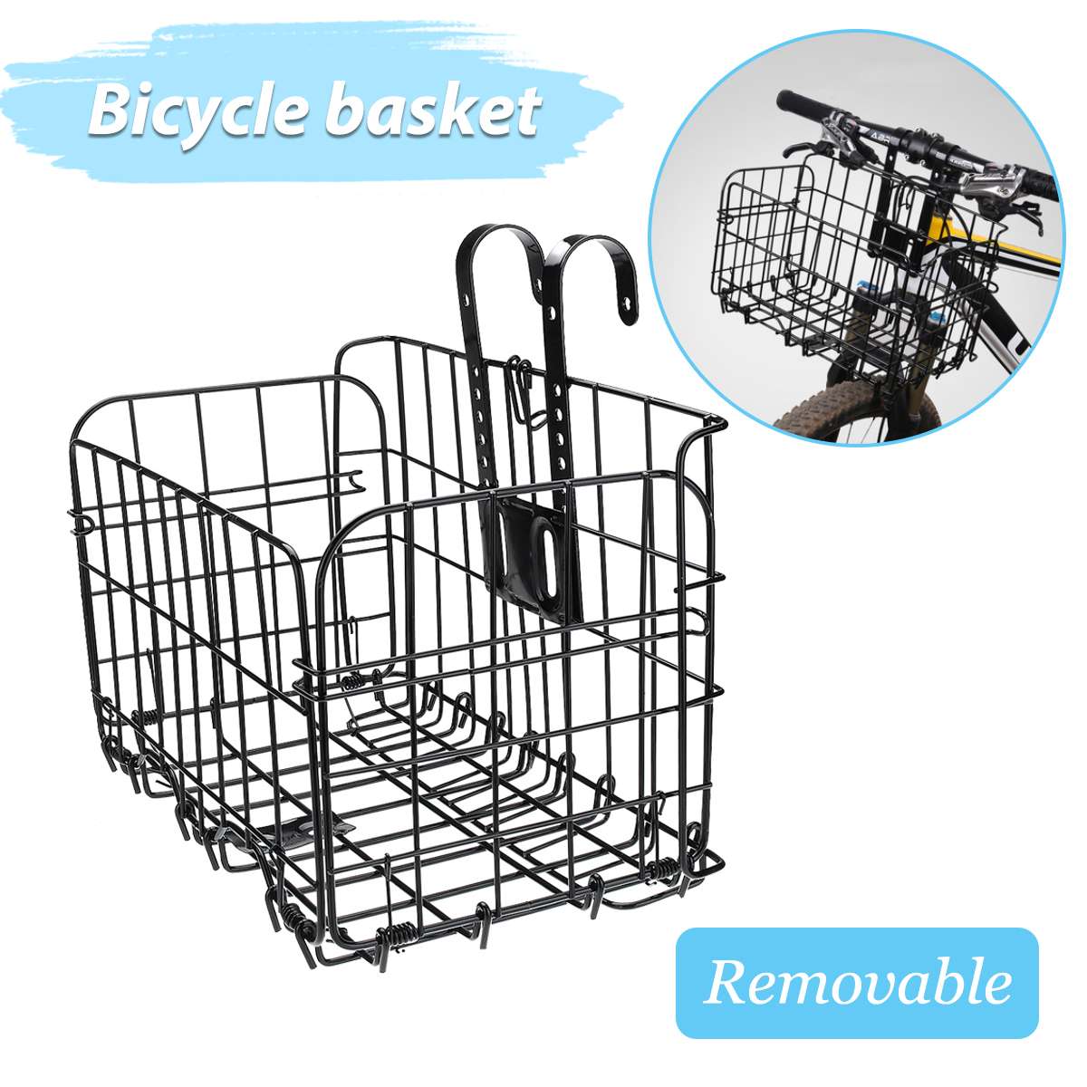 Cykel cykel kurv bageste taske foldbar metal wire kurv cykeltaske cykelholdere opbevaring mountainbike: Default Title