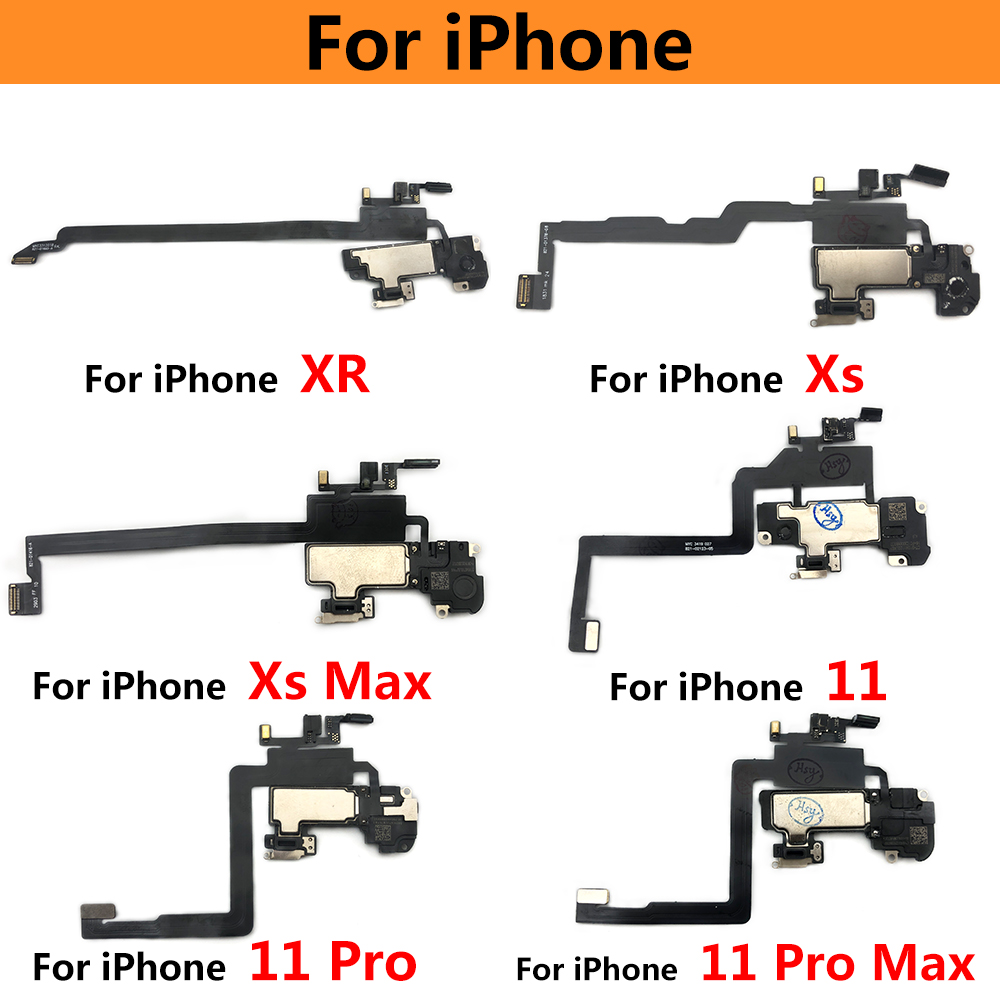 Original Ear Earpiece Flex For Iphone X XR XS 11 Pro Max Proximity Light Sensor Sound Earphone Speaker Flex Cable Assembly