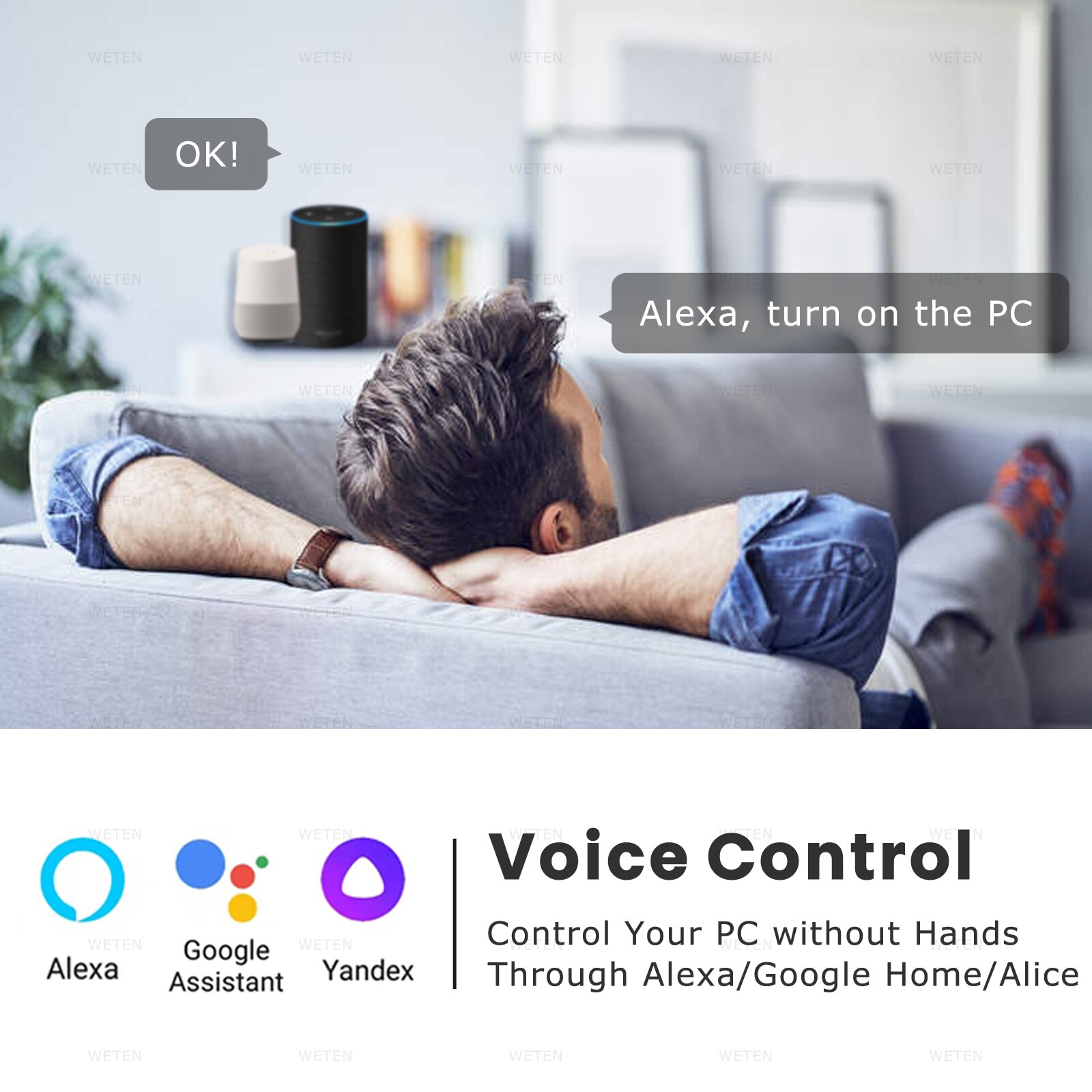 Tuya Wifi Computer Power Reset-schakelaar USB PCIe-kaart 433 RF-afstandsbediening PC-aan/uit-knop, APP-spraakbediening met Alexa Google Home