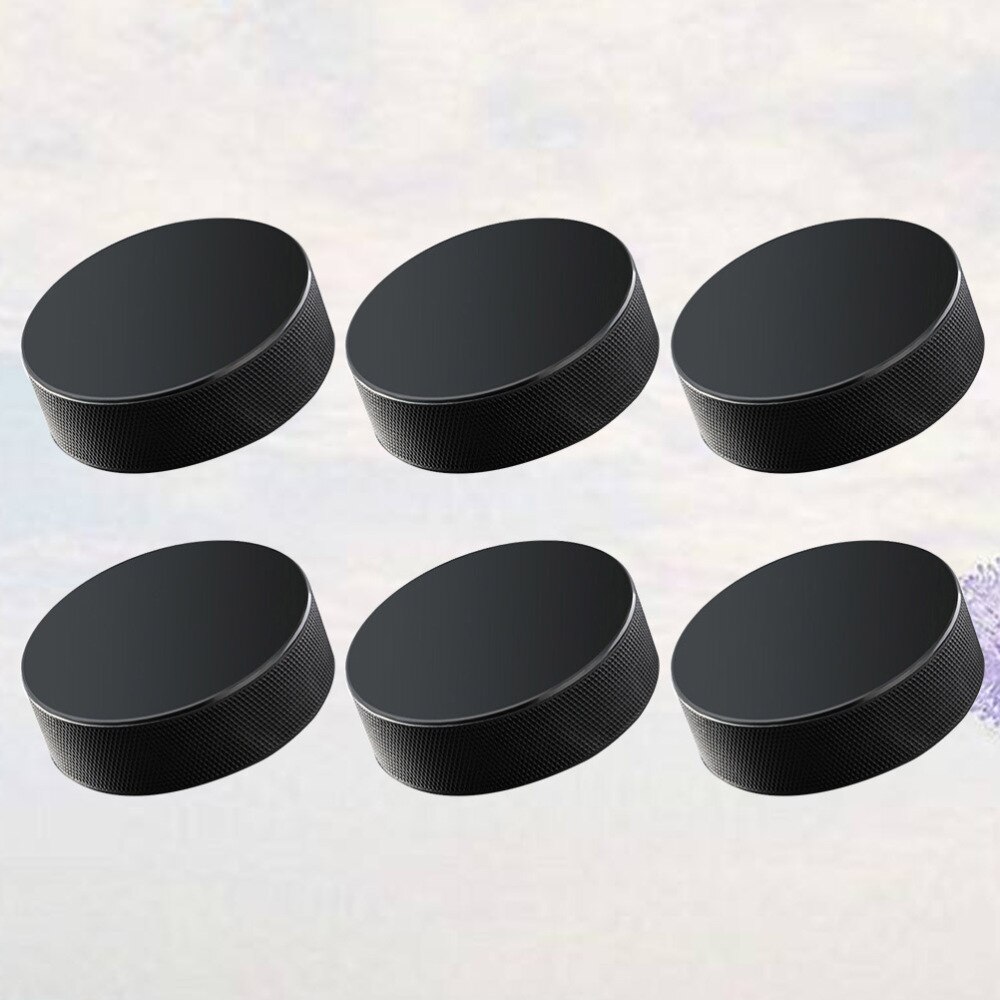 6 Pcs Professional Rubber Ice Hockey Pucks - Standard Hockey Balls for Practice Training Game: Black