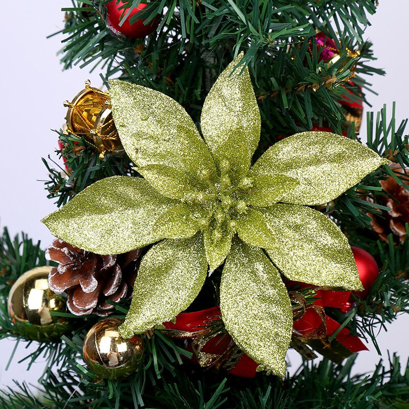 15cm paillettes fleur de soie artificielle grande tête de fleur ornements d'arbre de noël bricolage Scrapbooking décoration pour le nouvel an décor de noël: E