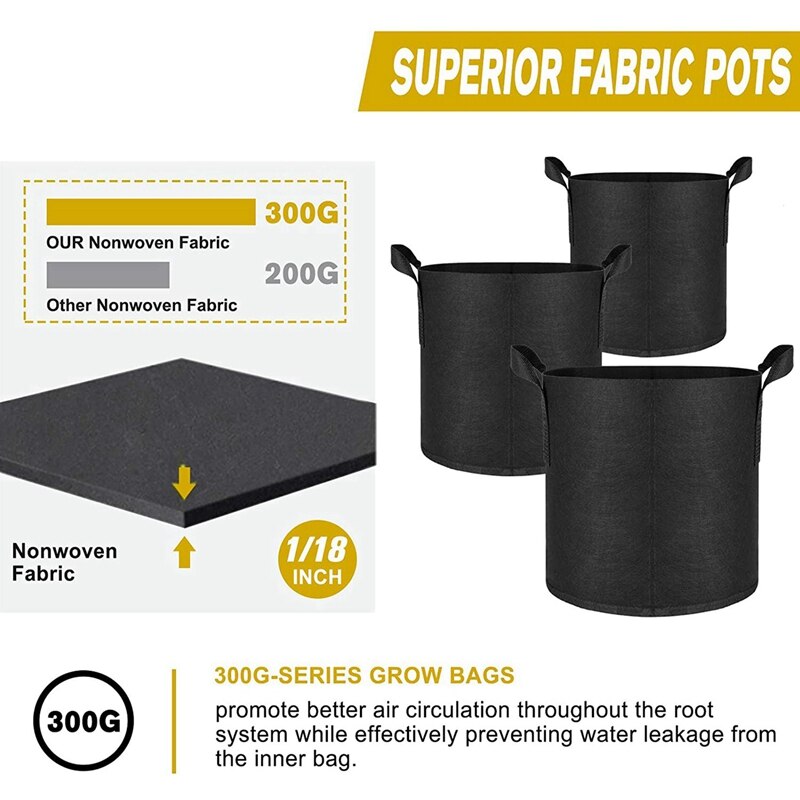 5Pack Non-Woven Fabric Grow Bags for Tomatoes Seed Breathable Plant Pots Potato Growing with Lengthen Handle