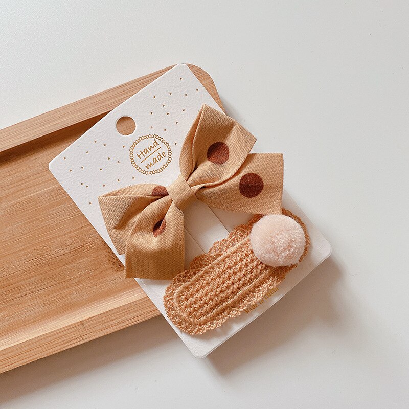 2 Stck/einstellen Baumwolle Leinen- Wolle Bär Bowknot Haar Clips Pro niedlich Mädchen Barrettes Safty Haarnadeln Headwear Kinder Haar Zubehör: 1