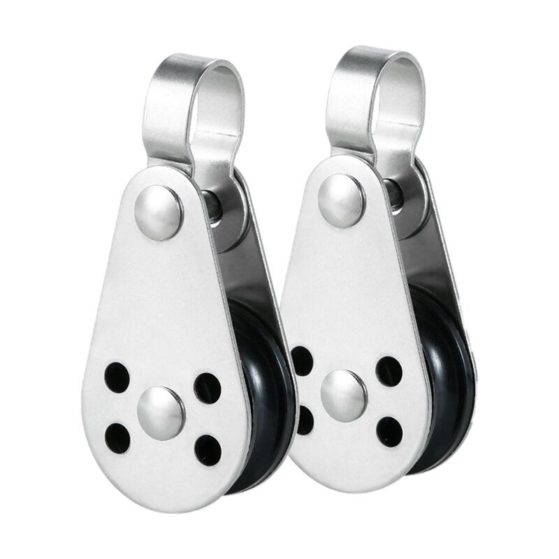 2 Stuks Rvs Katrol Blokken Voor Kajak Kano Boot Anker Trolley Kit