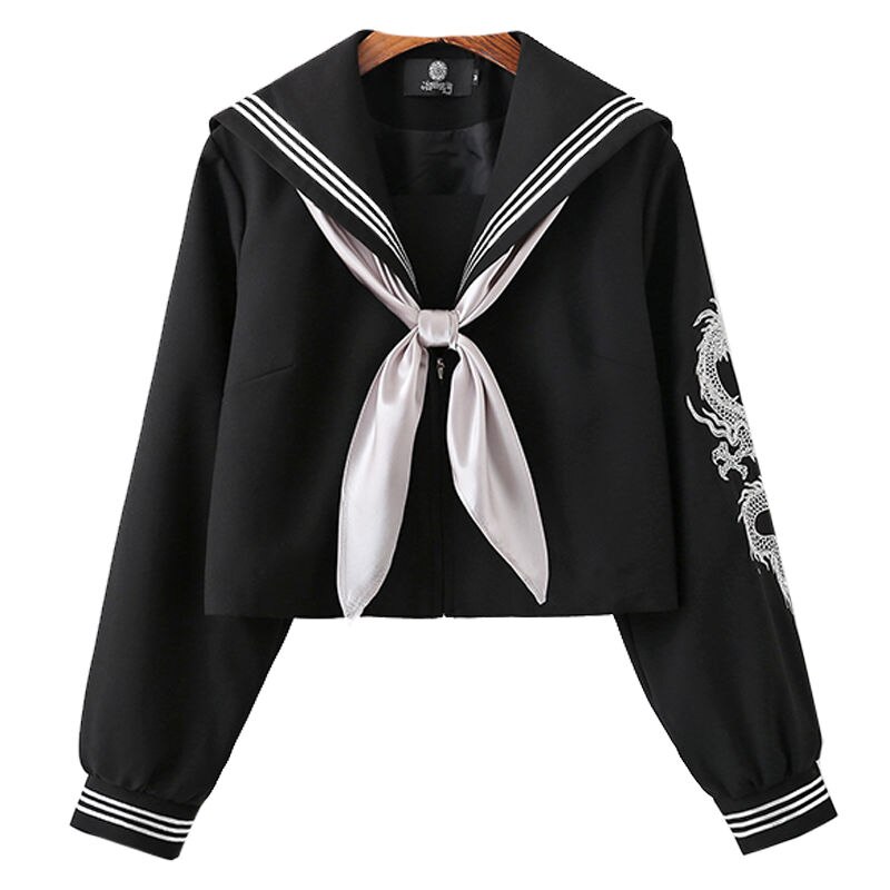 Pink sølv drage jk uniform kjole et sæt studerende drage dragt komplet sæt dårlig lang nederdel sømand mellemdragt top skjorte: Sølv / S