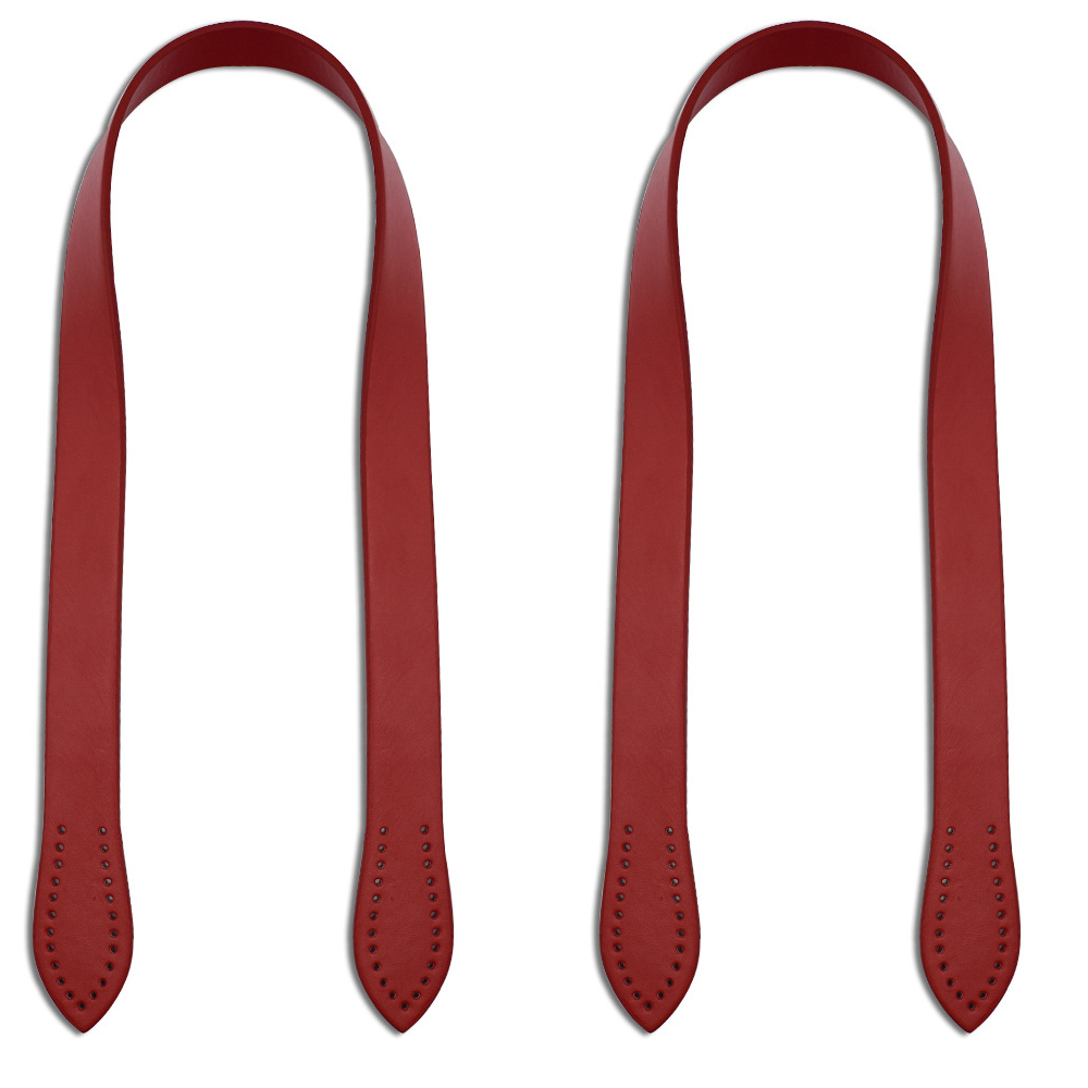 2 stk 60cm taske bælte aftageligt pu læderhåndtag kvinder skuldertaske diy udskiftning tilbehør håndtaske håndtag rembånd: Rød
