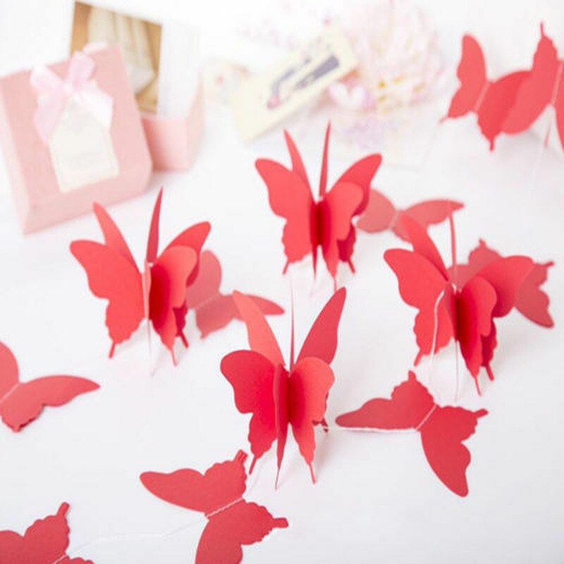 2.7M 3D Paper Garland Butterfly Banner kids Baby Shower Butterfly Bunting for Valentine's Day Wedding Birthday Party Decoration