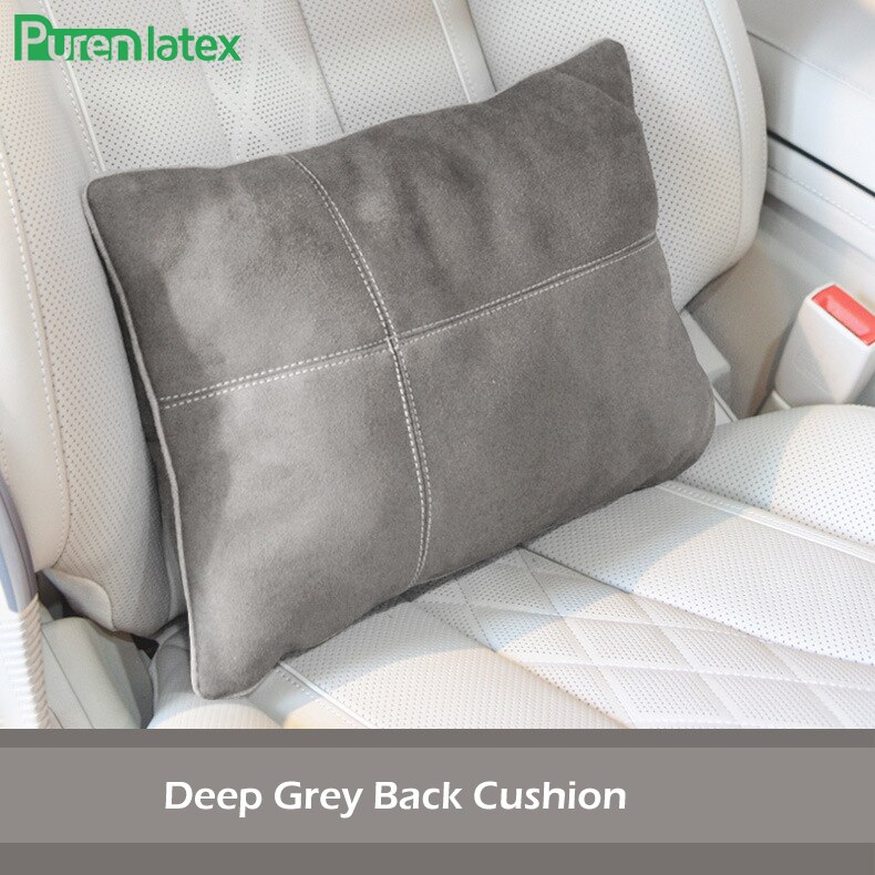 Ensemble de coussins de voiture en pur latex, oreiller orthopédique pour appui-tête en soie, protège le cou, soulage les douleurs à la tête, coussin de siège de conduite, oreiller automatique: Coussin gris foncé