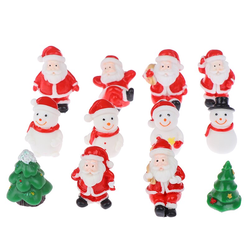 Mini Resin Christmas Decoration Santa Claus Snowman Tree Micro Landscape Model DIY Miniature Garden Figurines Home Decoration