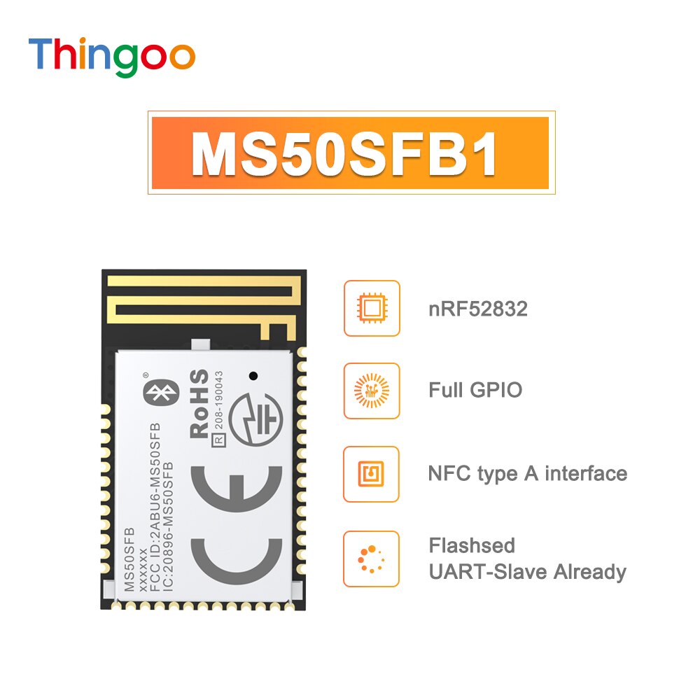 Iot Ble 5.0 Module 2.4Ghz Bluetooth Ontvanger Laag Energieverbruik Nrf52832 Module Met Pcb Antenne