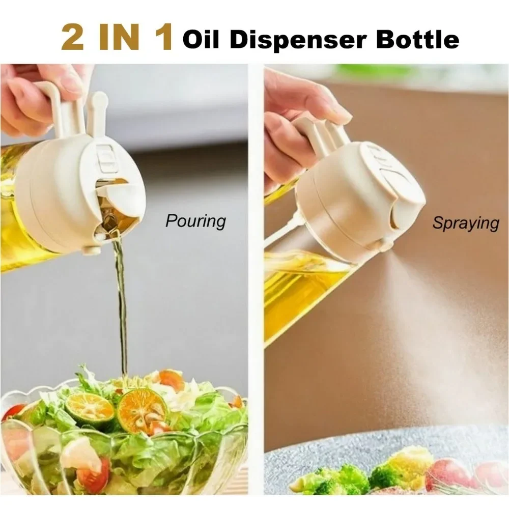 500ml 2 in 1 spray oliesprøjte oliedispenser oliekrukke til grill køkken bagning luft stegepande ovn stegning picnic køkkenværktøj