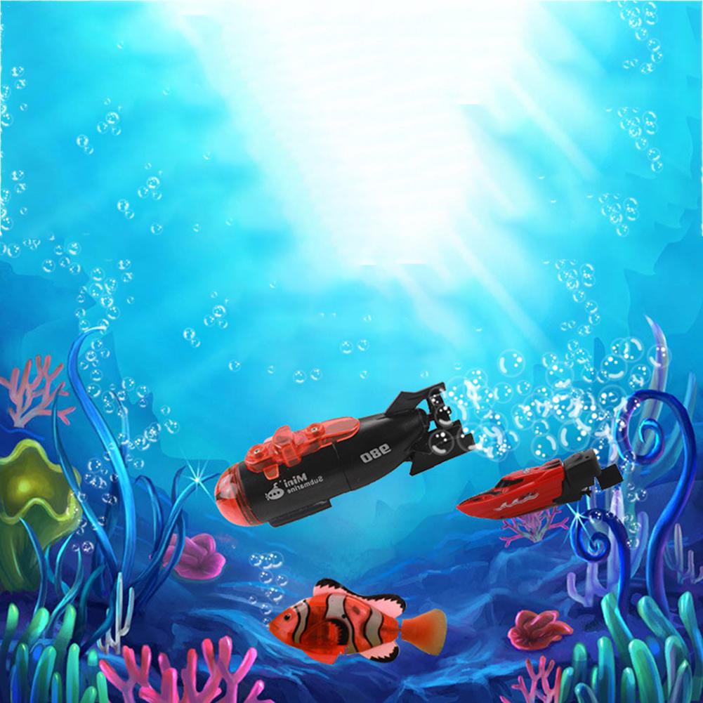 Kleine Mini Remote Submarine Afstandsbediening Led Kleurrijke Boot Water Speelgoed Duiken Speelgoed Voor Kids Vis Kom Speelgoed Aquarium decors